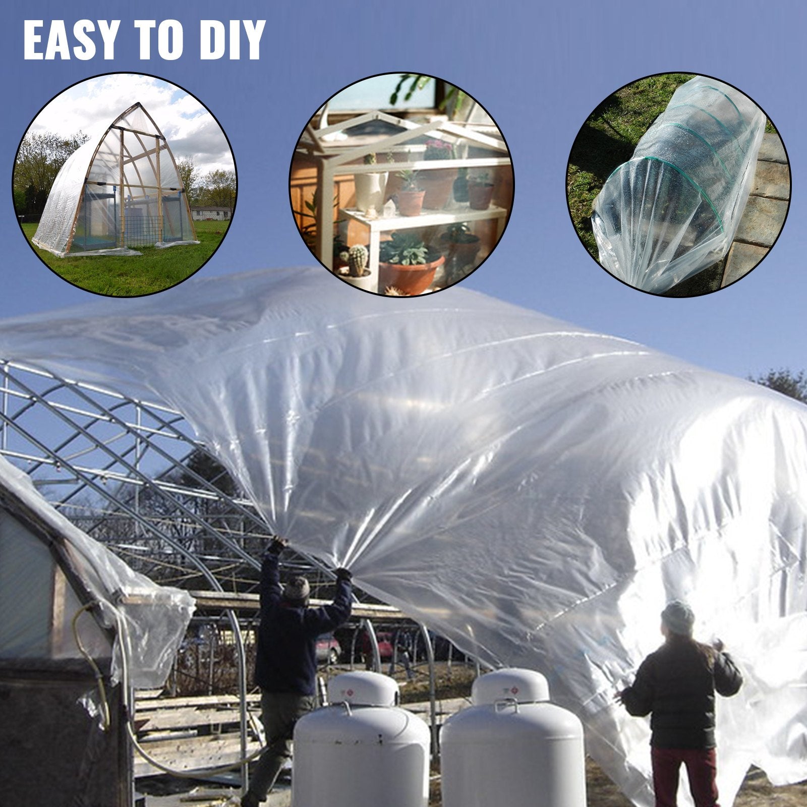 VEVOR Greenhouse Film 25 x 40 ft, Greenhouse Polyethylene Film 6 Mil Thickness, Greenhouse Plastic Greenhouse Clear Plastic Film UV Resistant, Polyethylene Film Keep Warming, Superior Strength 