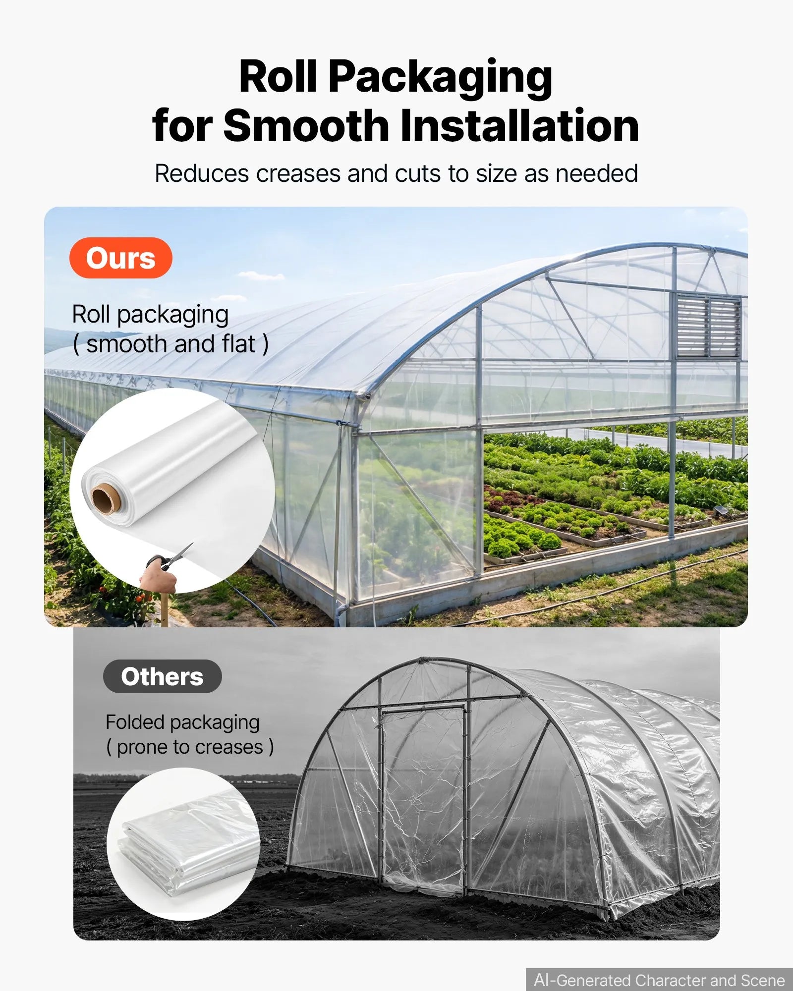 Greenhouse Plastic Sheeting 6 Mil, 6 x 100 ft Clear Polyethylene Film – Heavy Duty Garden & Hoop House Cover