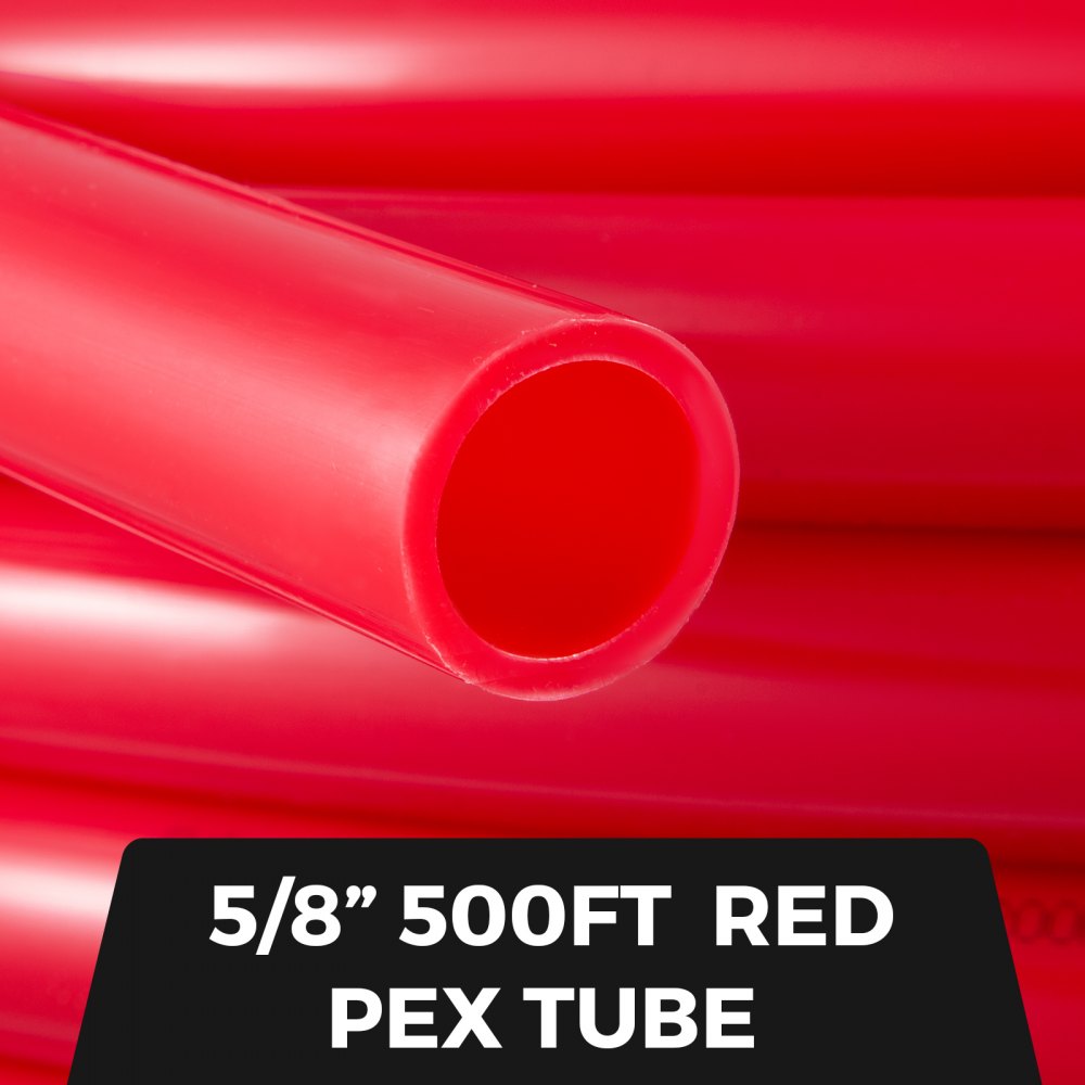 VEVOR 5/8 Inch x 500Ft PEX Tubing Oxygen Barrier O2 EVOH Pex-B Red Radiant Floor Heat Durable Plumbing Flexible for Residential Commercial Radiant Floor Heating Pex Pipe 