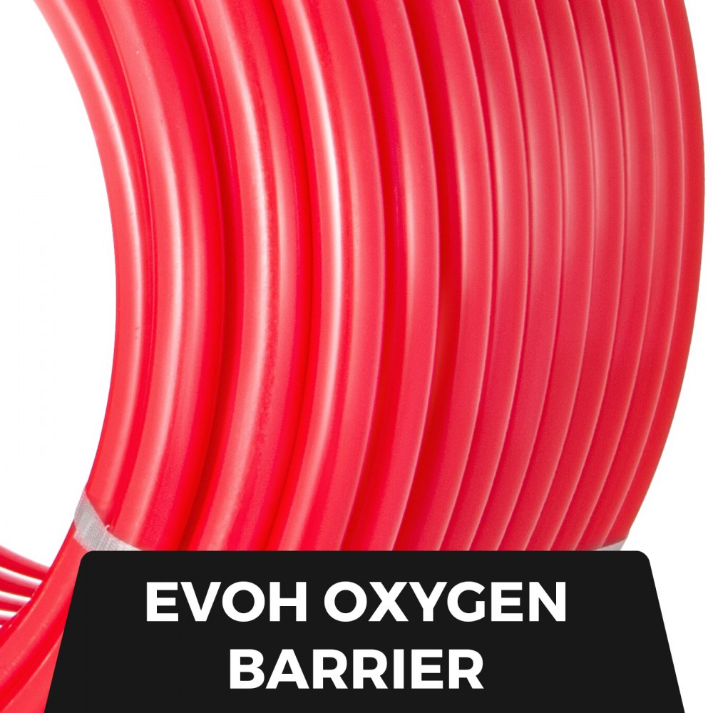 VEVOR 5/8 Inch x 500Ft PEX Tubing Oxygen Barrier O2 EVOH Pex-B Red Radiant Floor Heat Durable Plumbing Flexible for Residential Commercial Radiant Floor Heating Pex Pipe 