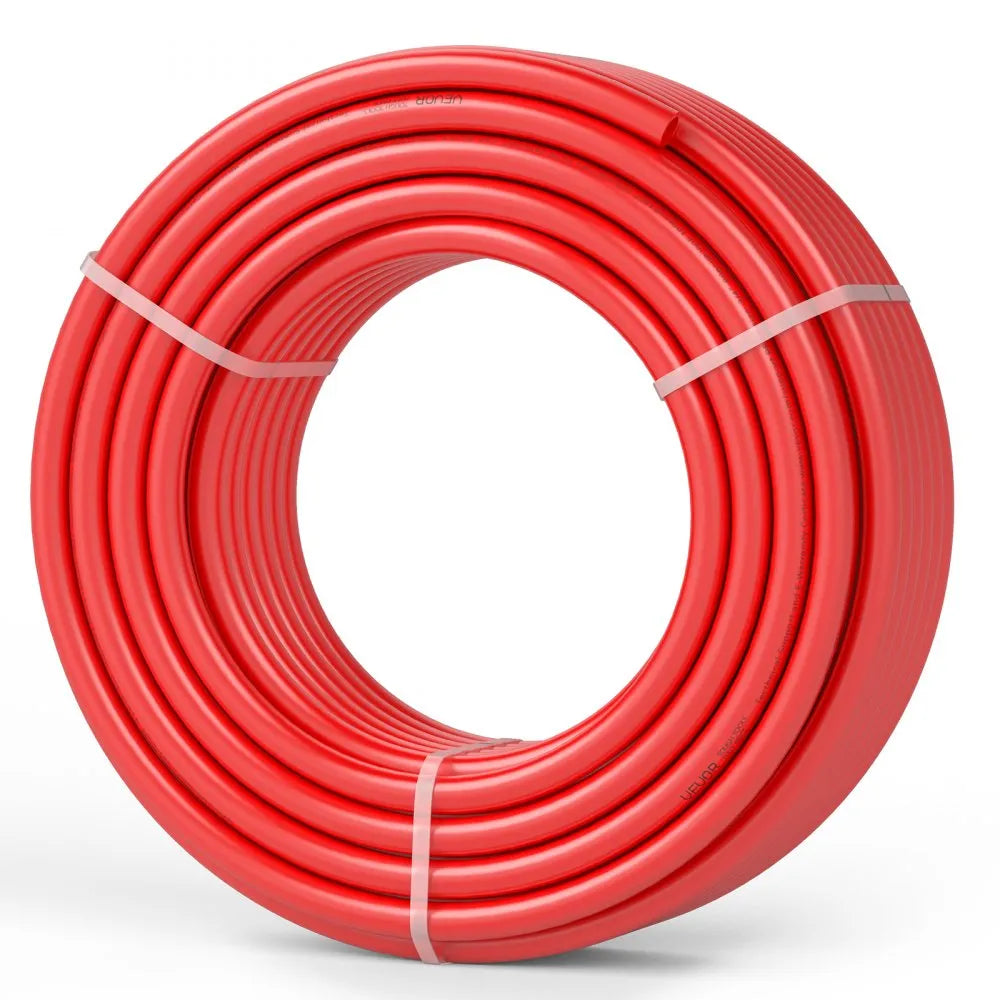VEVOR PEX Pipe 3/4 Inch, 100 Feet Length PEX-B Flexible Pipe Tubing for Potable Water, Pex Water Lines for Hot/Cold Water & Easily Restore, Plumbing Applications with Free Cutter & Clamps ,Red