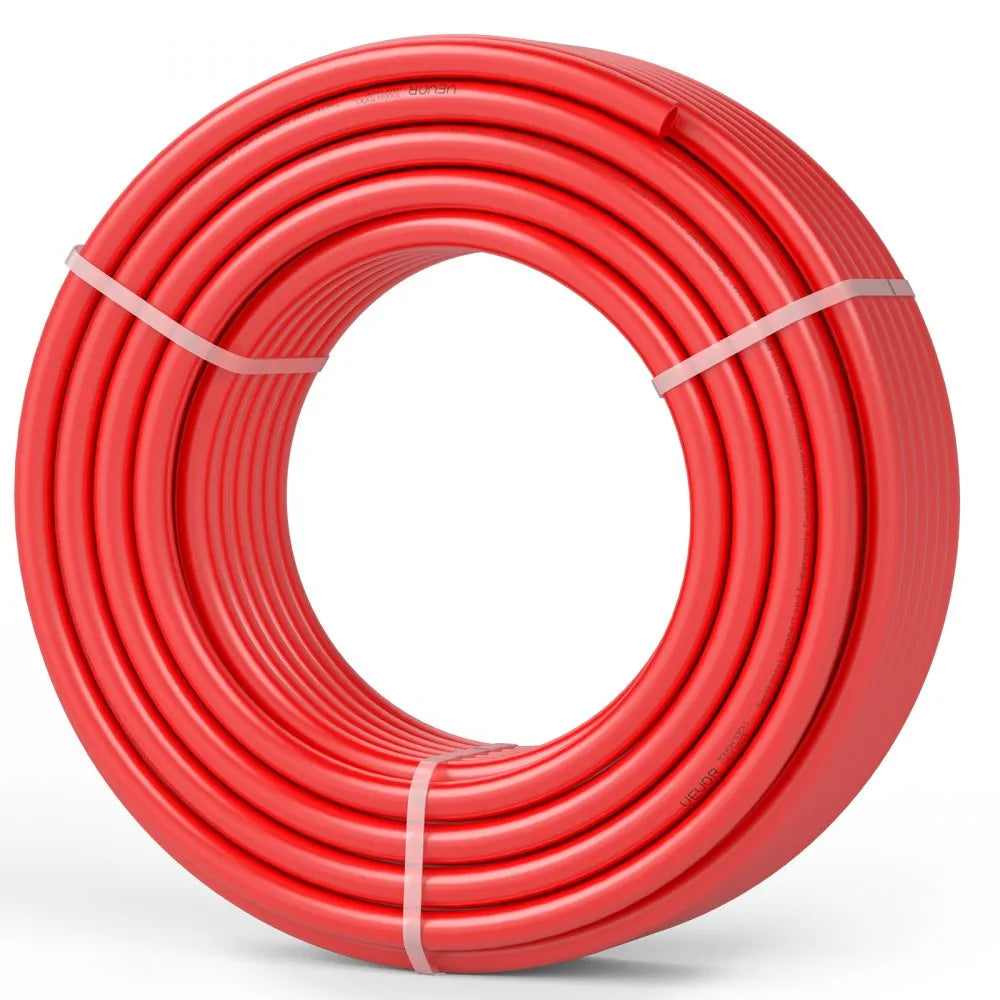 VEVOR PEX Pipe 3/4 Inch, 100 Feet Length PEX-B Flexible Pipe Tubing for Potable Water, Pex Water Lines for Hot/Cold Water & Easily Restore, Plumbing Applications with Free Cutter & Clamps ,Red