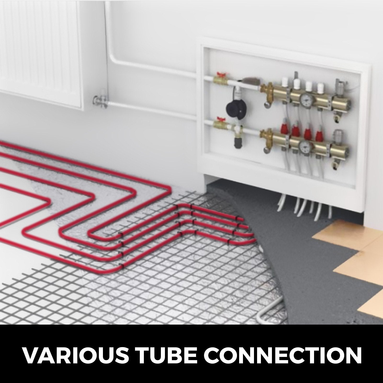 VEVOR Oxygen Barrier PEX Tubing - 1/2 Inch X 900 Feet Tube Coil - EVOH PEX-B Pipe for Residential Commercial Radiant Floor Heating Pex Pipe (1/2\" O2-Barrier, 900Ft/Red) 