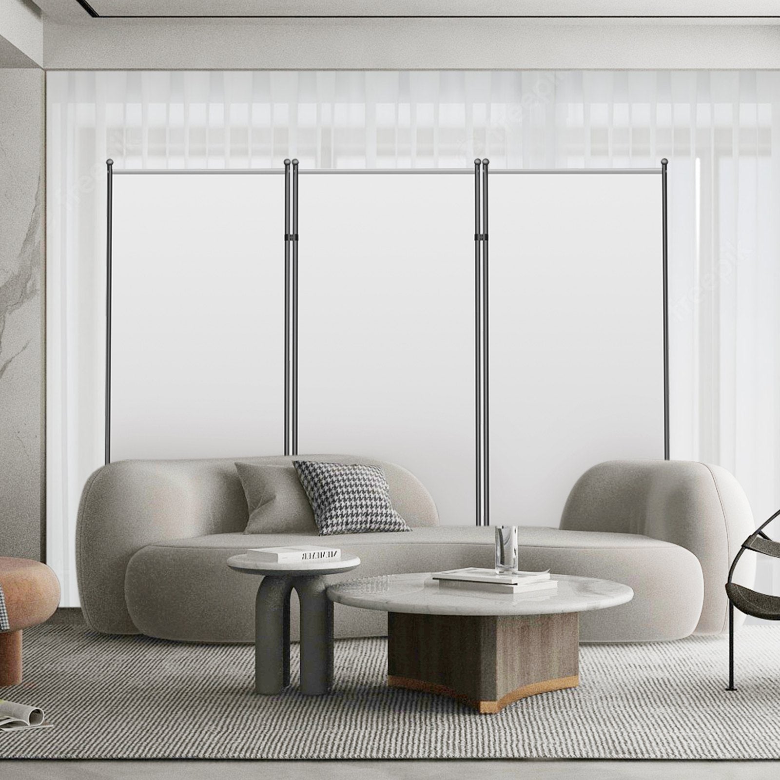 VEVOR Office Partition 89" W x 14" D x 73" H Room Divider Wall 3-Panel Office Divider Folding Portable Office Walls Dividers with Non-See-Through Fabric Room Partition Gray for Room Office Restaurant 