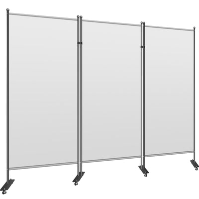 VEVOR Office Partition 89" W x 14" D x 73" H Room Divider Wall 3-Panel Office Divider Folding Portable Office Walls Dividers with Non-See-Through Fabric Room Partition Gray for Room Office Restaurant 