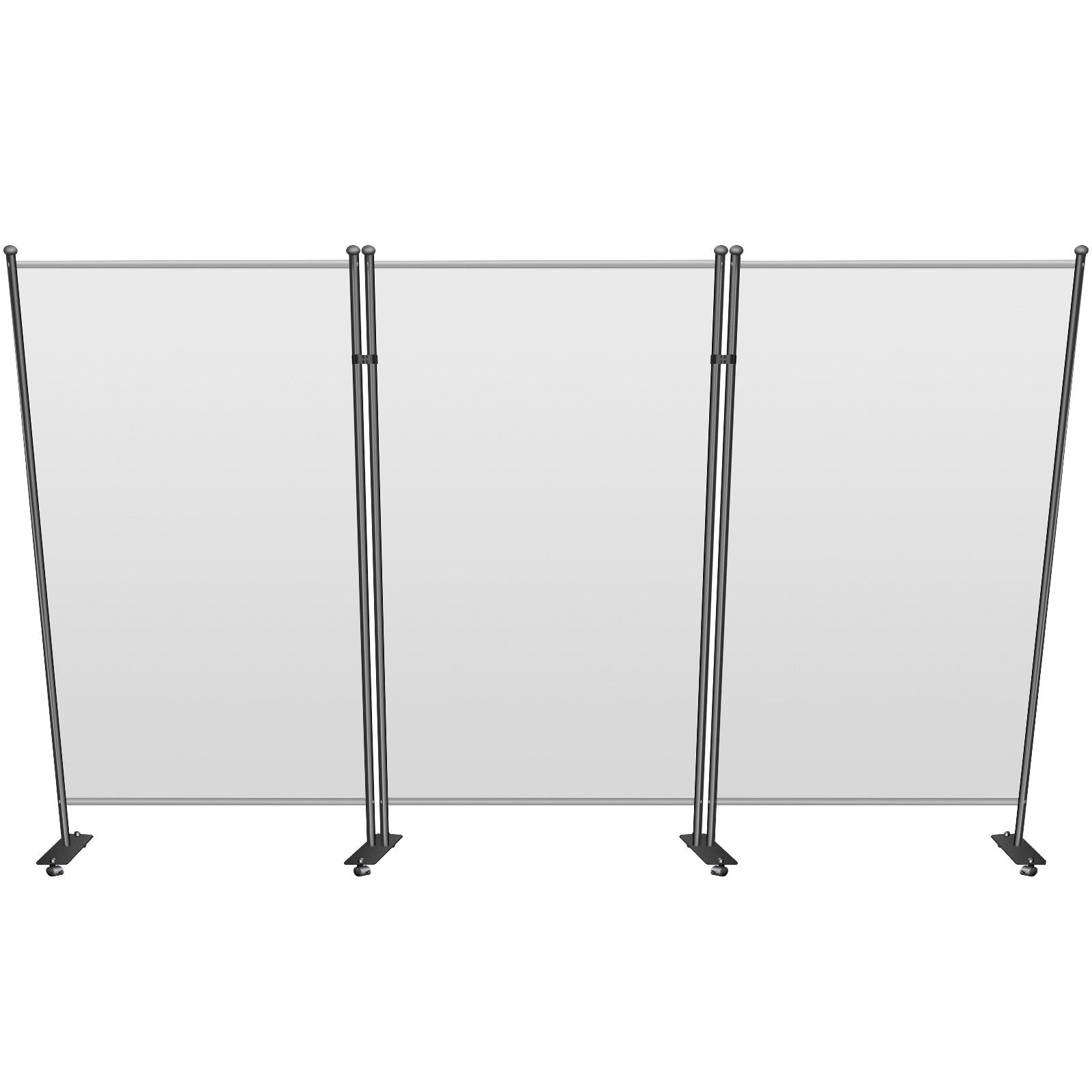 VEVOR Office Partition 89" W x 14" D x 73" H Room Divider Wall 3-Panel Office Divider Folding Portable Office Walls Dividers with Non-See-Through Fabric Room Partition Gray for Room Office Restaurant 