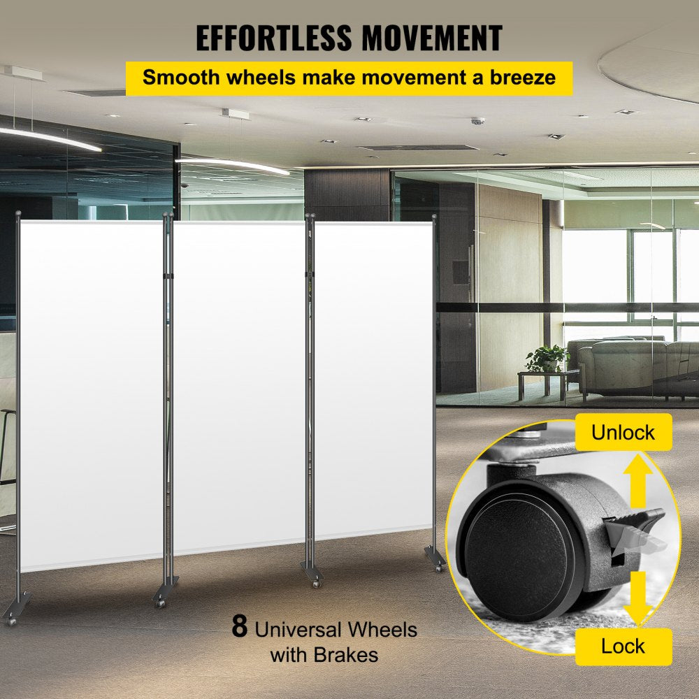VEVOR Office Partition 102" W x 14" D x 71" H Room Divider Wall 3-Panel Office Divider Folding Portable Office Walls Divider with Non-See-Through Fabric Room Partition White for Room Office Restaurant 