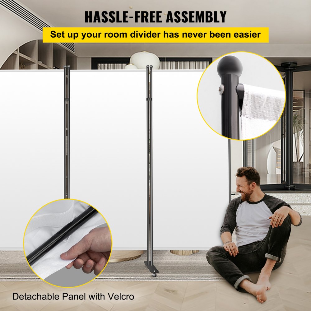 VEVOR Office Partition 102" W x 14" D x 71" H Room Divider Wall 3-Panel Office Divider Folding Portable Office Walls Divider with Non-See-Through Fabric Room Partition White for Room Office Restaurant 
