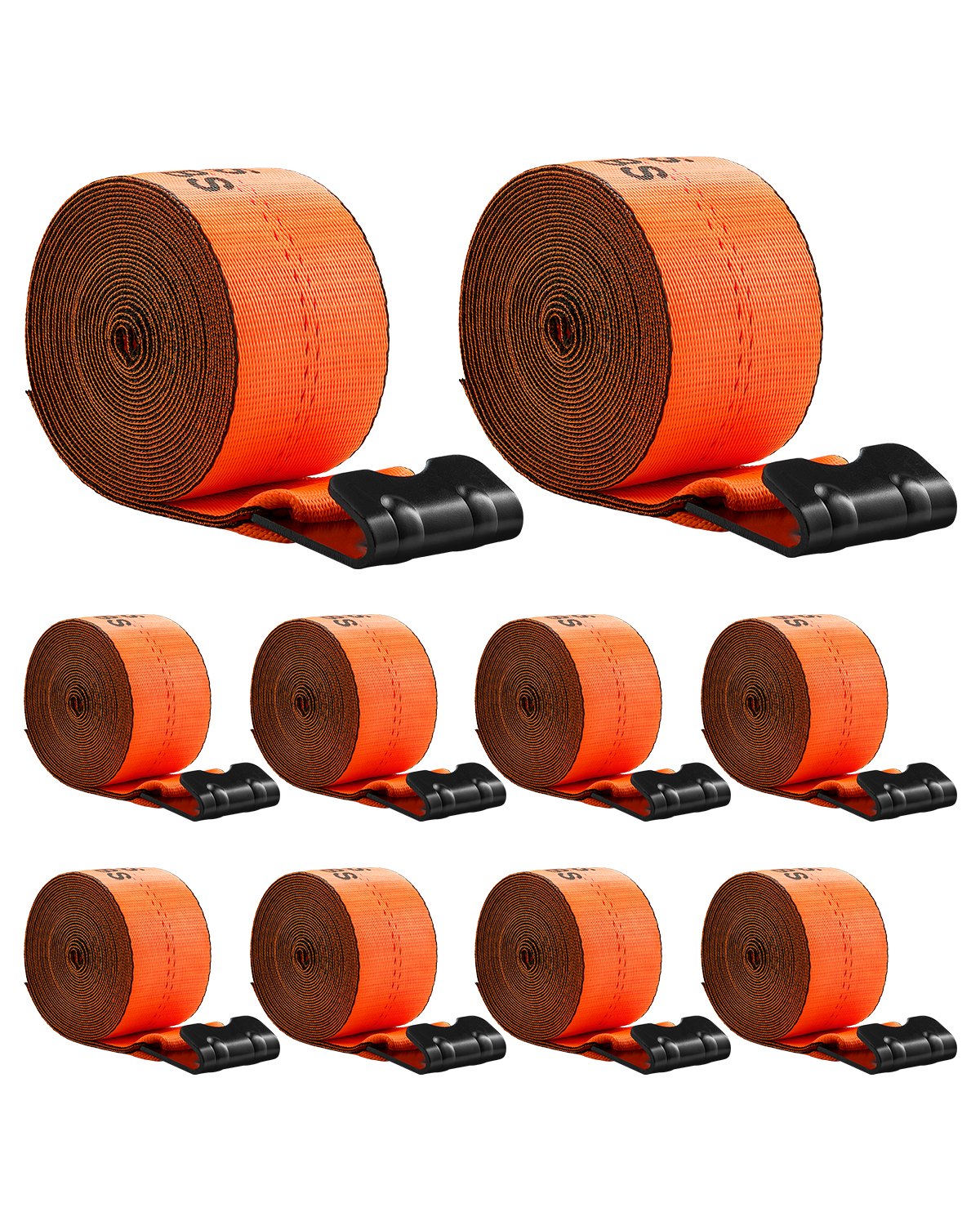 VEVOR Winch Straps Truck Straps 4 in x 30 ft with Flat Hook for Towing 10 Pack 