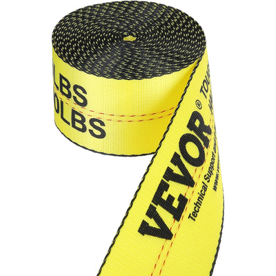 VEVOR Winch Straps, 4" x 30', 6000 lbs Load Capacity, 18000 lbs Break Strength, Truck Straps with Flat Hook, Flatbed Tie Downs Cargo Control for Trailers, Farms, Rescues, Tree Saver, Yellow (4 Pack) 