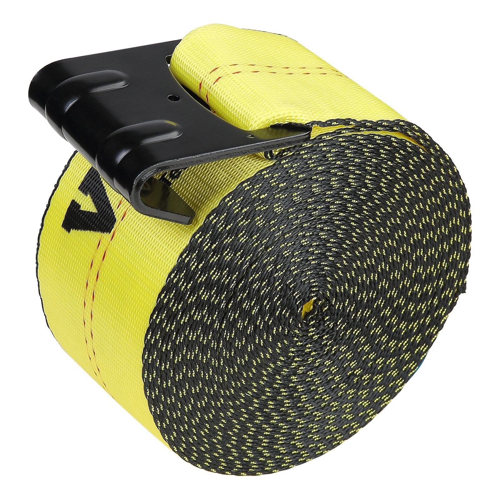 VEVOR Winch Straps, 4" x 30', 6000 lbs Load Capacity, 18000 lbs Break Strength, Truck Straps with Flat Hook, Flatbed Tie Downs Cargo Control for Trailers, Farms, Rescues, Tree Saver, Yellow (10 Pack) 