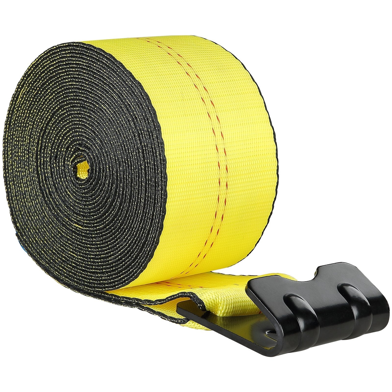 VEVOR Winch Straps, 4" x 40', 6000 lbs Load Capacity, 18000 lbs Break Strength, Truck Straps with Flat Hook, Flatbed Tie Downs Cargo Control for Trailers, Farms, Rescues, Tree Saver, Yellow (10 Pack) 