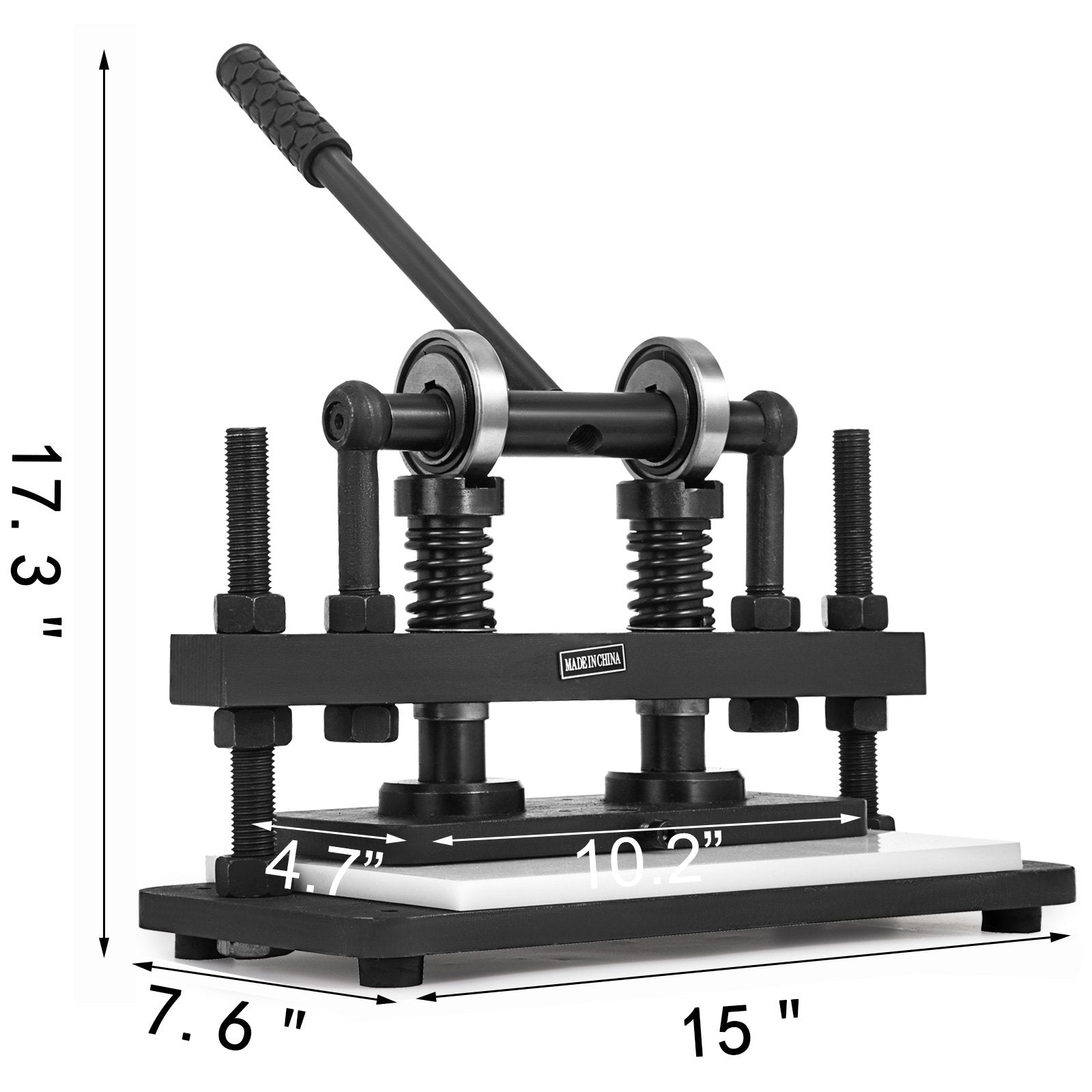 VEVOR Leather Cutting Machine Double Guiding Shaft Leather Embossing Machine with 260x120mm Upper Platen Max 10 mm Leather Die Cutter Suitable for Photo Paper PVC/EVA Sheet, Black 