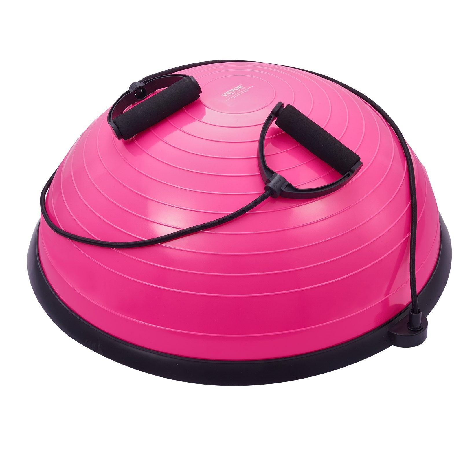 VEVOR Half Exercise Ball Trainer, 23 inch Balance Ball Trainer, 660lbs Capacity Stability Ball, Yoga Ball with Resistance Bands & Foot Pump, Strength Fitness Ball for Home Gym, Full Body Workout, Pink 