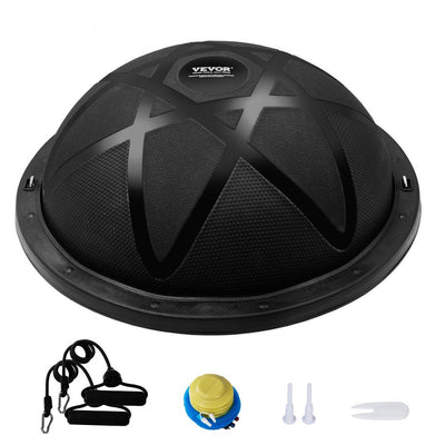 VEVOR Half Exercise Ball Trainer, 23 inch Balance Ball Trainer, 660 lbs Capacity Stability Ball, Yoga Ball with Resistance Bands and Pump, Strength Fitness Ball for Home Gym, Full Body Workouts, Black 