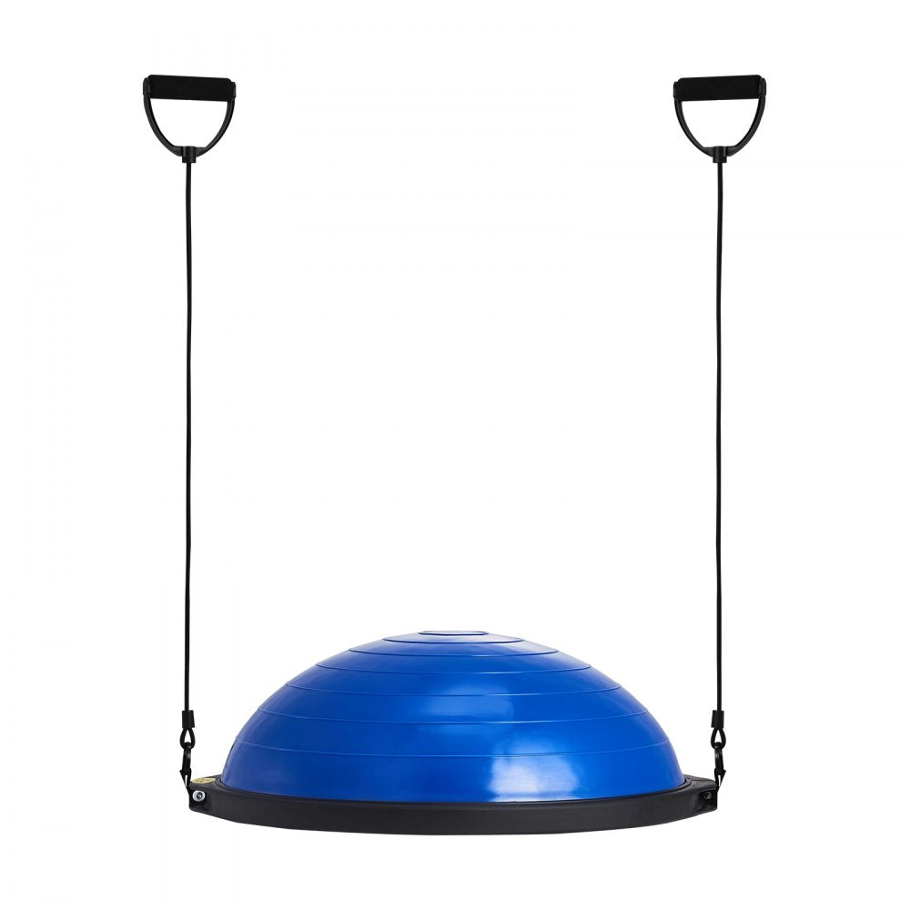 VEVOR Half Exercise Ball Trainer, 26 inch Balance Ball Trainer, 1500lbs Capacity Stability Ball, Yoga Ball with Resistance Bands & Foot Pump, Strength Fitness Ball for Home Gym Full Body Workout, Blue 