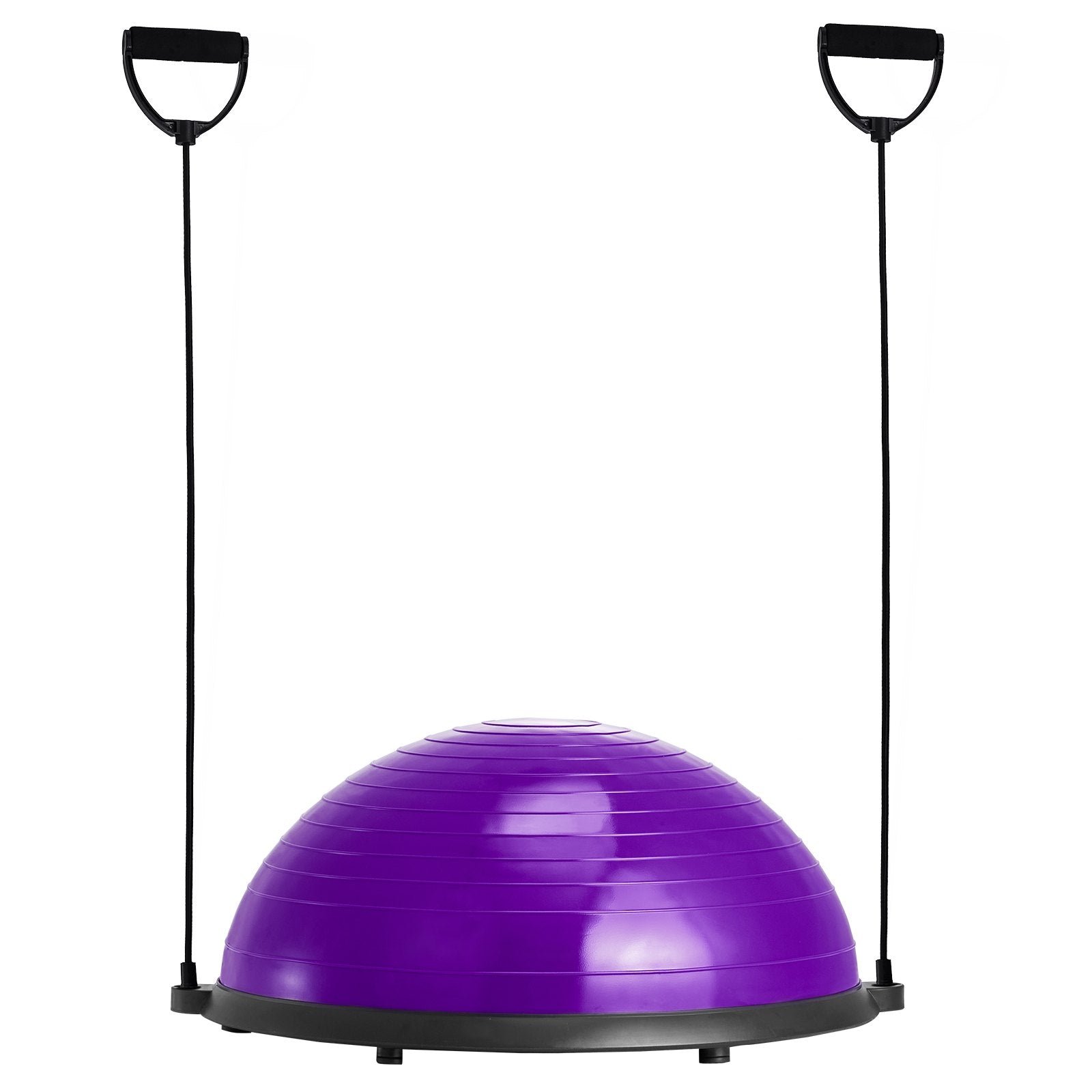 VEVOR Half Exercise Ball Trainer, 23 inch Balance Ball Trainer, 660lbs Stability Ball, Yoga Ball with Resistance Bands & Foot Pump, Strength Fitness Ball for Home Gym, Full Body Workout, Purple 