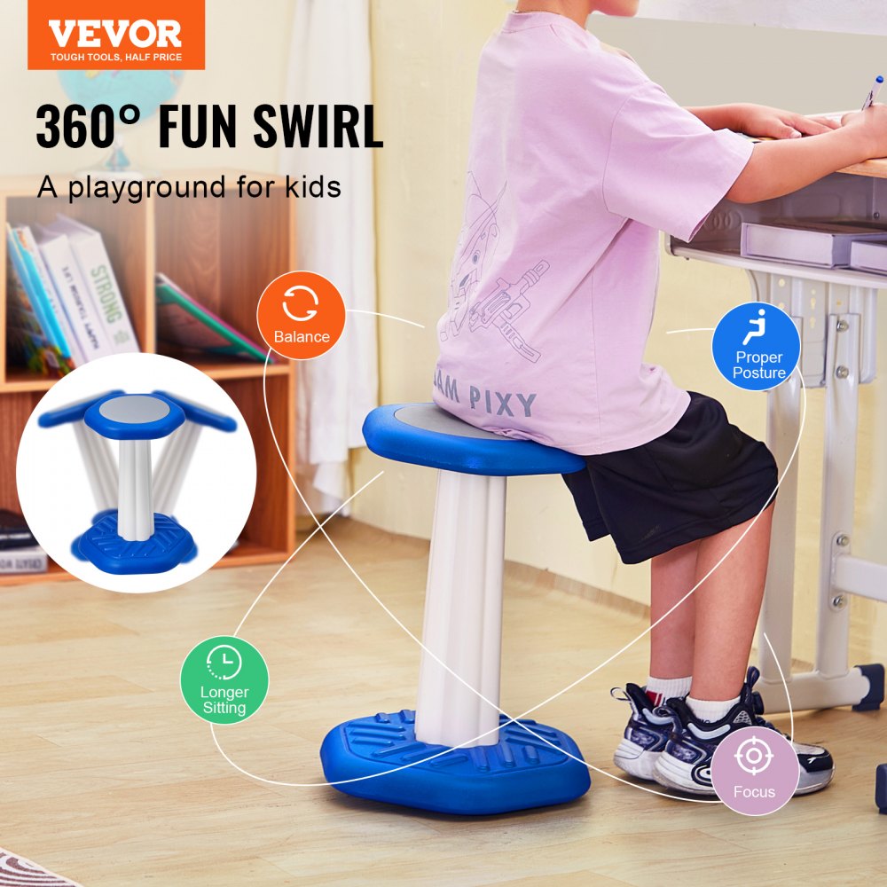 VEVOR Kids Wobble Chair Active Chair with Sponge Cushion for Age 7-14 Blue 