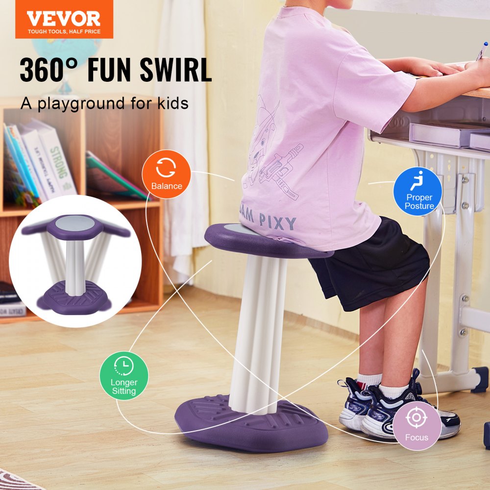 VEVOR Kids Wobble Chair Active Chair with Sponge Cushion for Age 7-14 Purple 