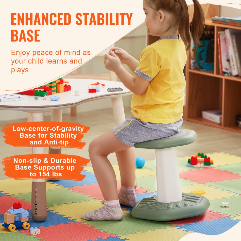 VEVOR Kids Wobble Chair Active Chair with Sponge Cushion for Age 3-7 Green 