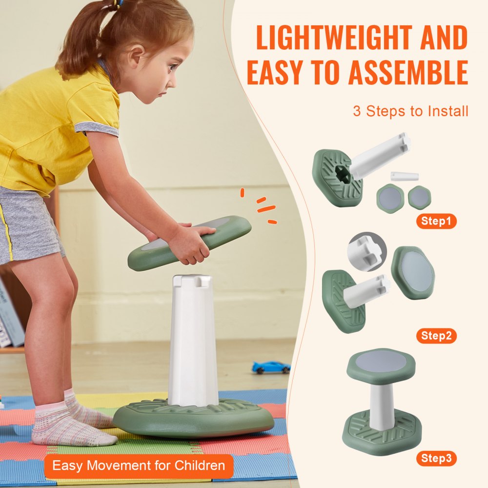 VEVOR Kids Wobble Chair Active Chair with Sponge Cushion for Age 3-7 Green 