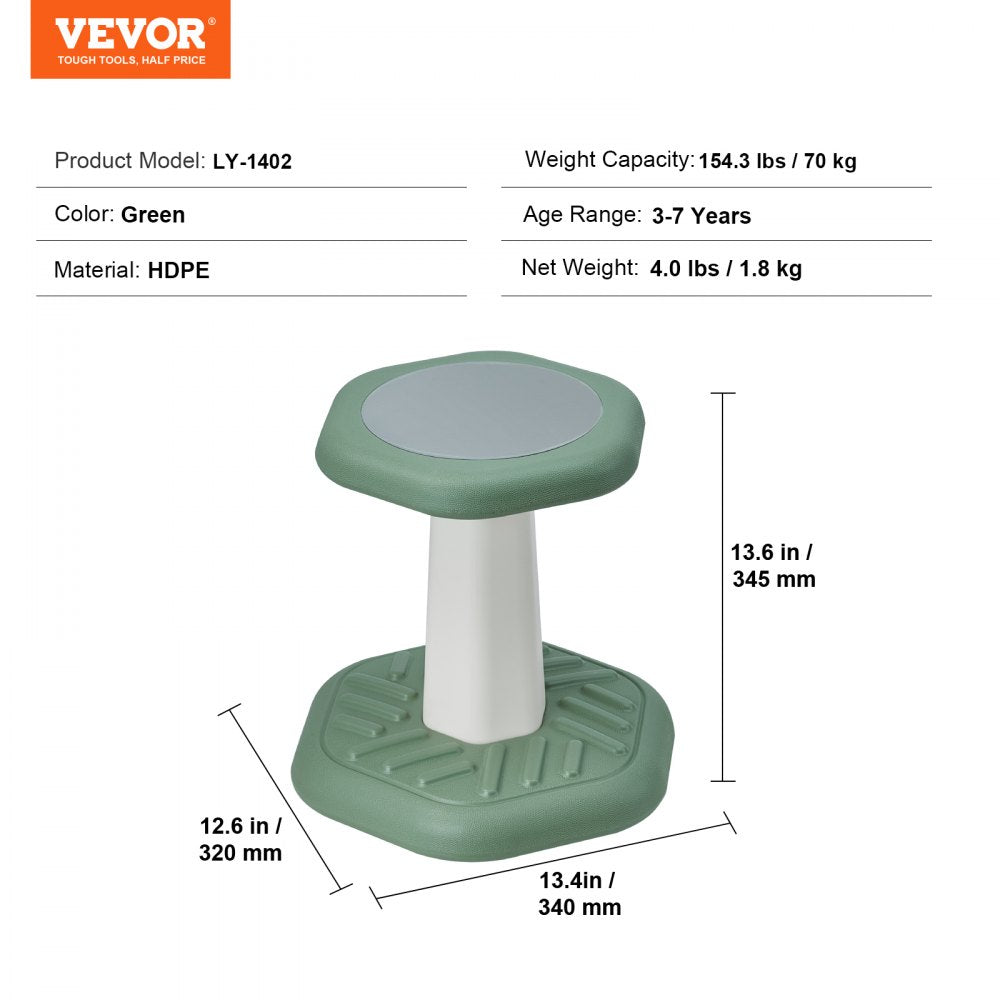 VEVOR Kids Wobble Chair Active Chair with Sponge Cushion for Age 3-7 Green 