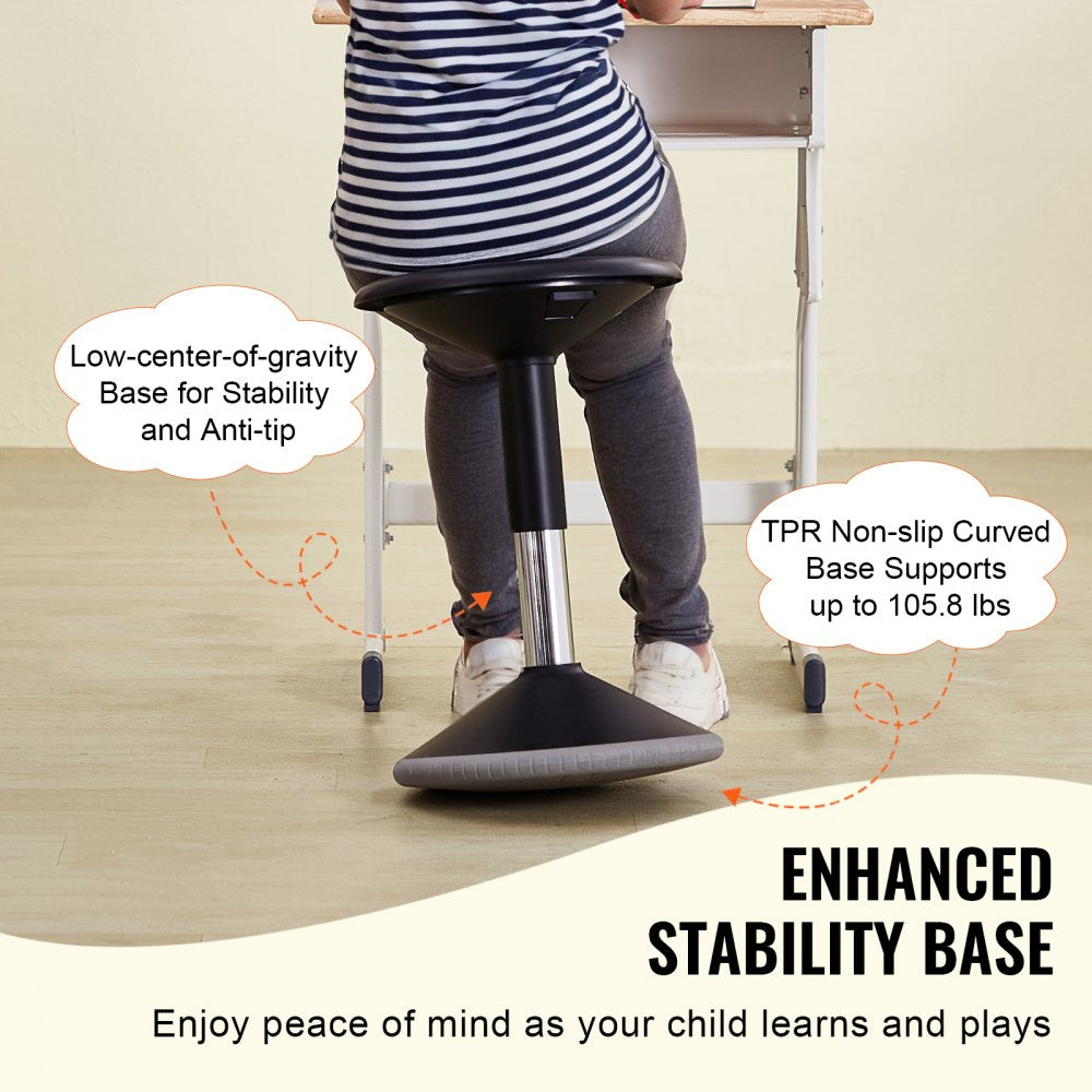VEVOR Wobble Chair Height-Adjustable (15.7-21.7") Active Chair Age 12-18 Black 