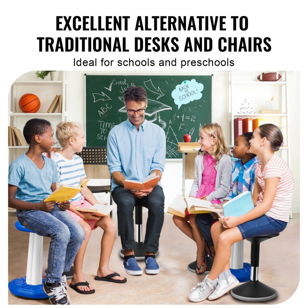 VEVOR Wobble Chair Height-Adjustable (15.7-21.7") Active Chair Age 12-18 Black 