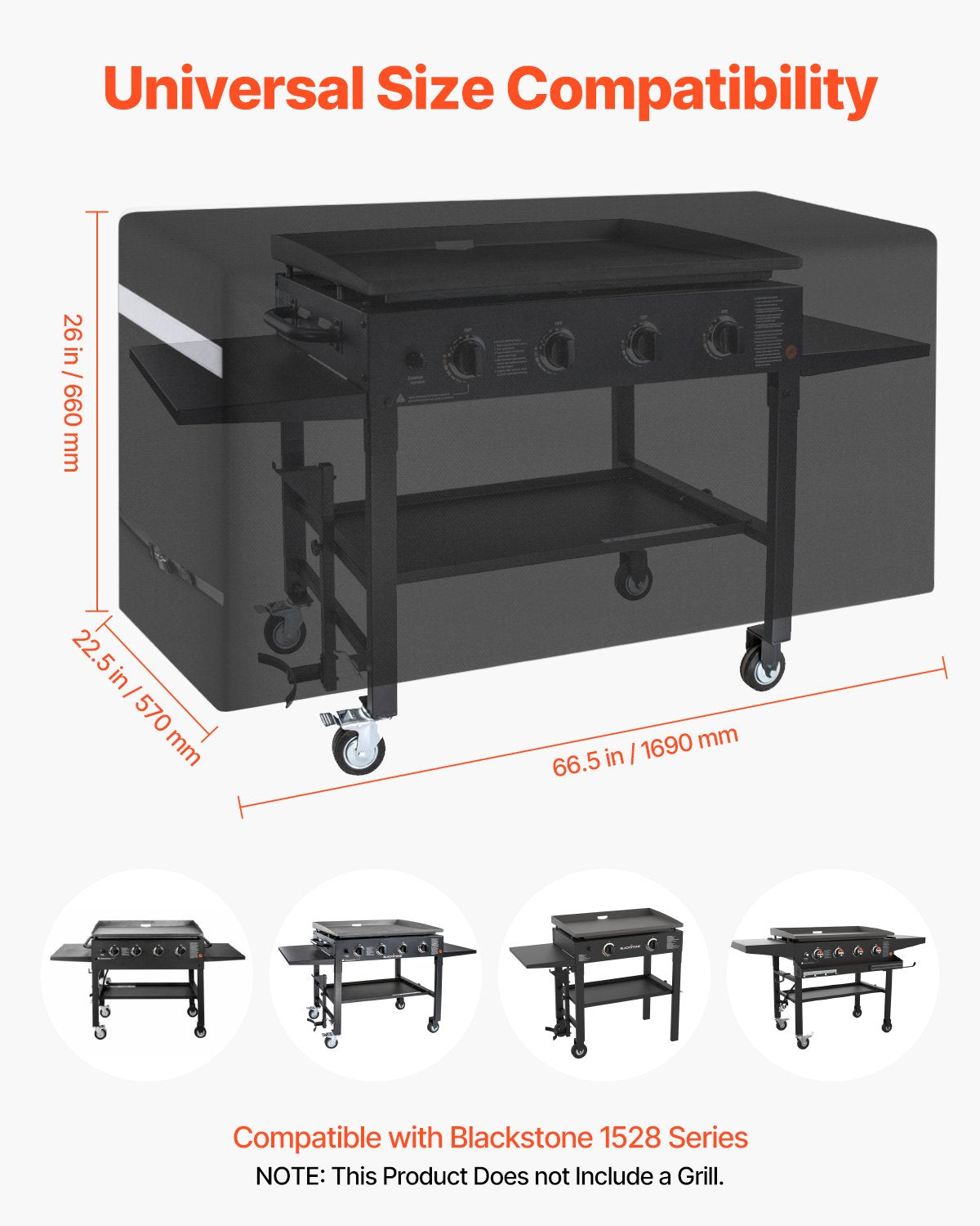 VEVOR 66 inch Grill Cover Heavy Duty BBQ Gas Grill Cover Outdoor Waterproof 