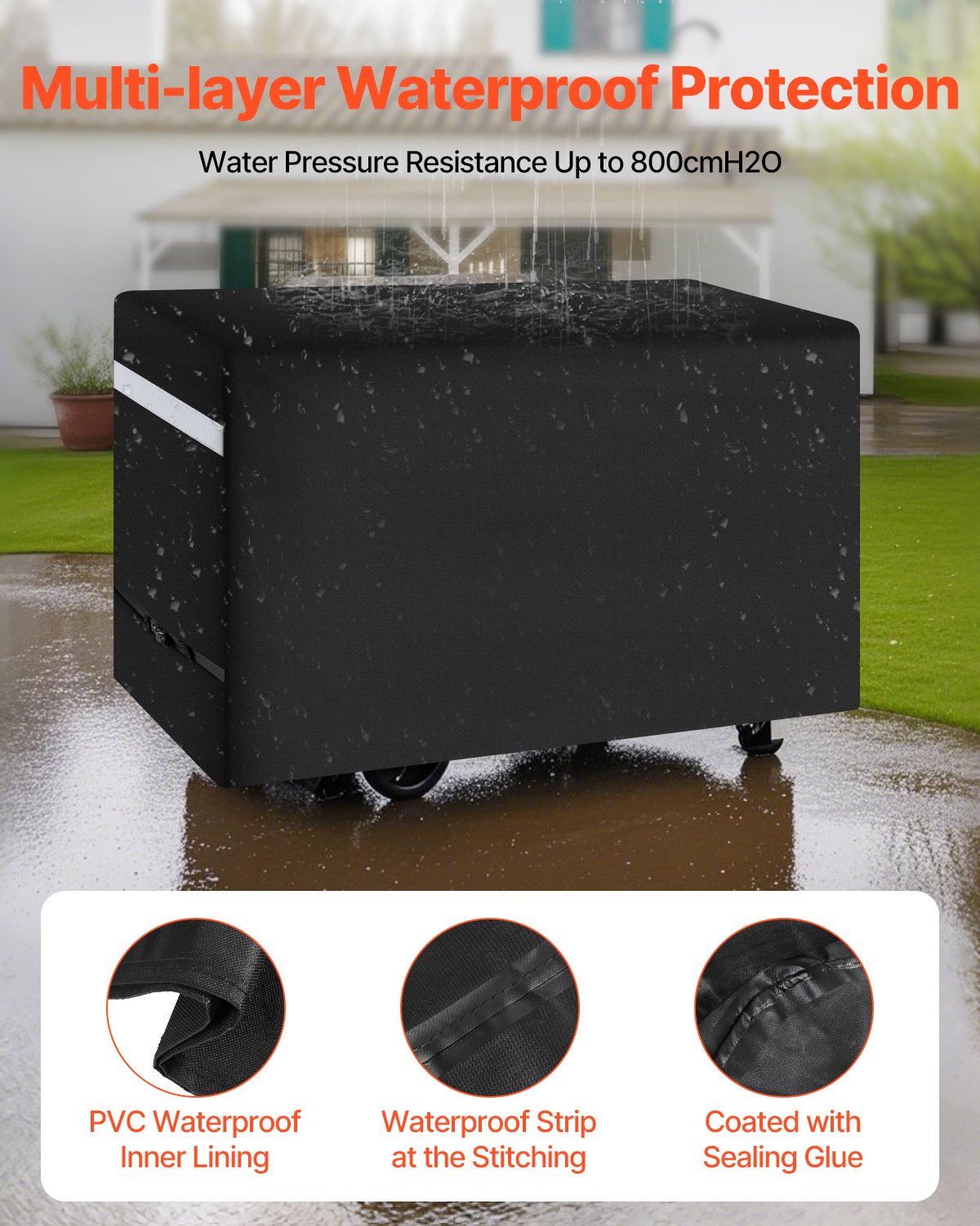 VEVOR 59 inch Grill Cover Heavy Duty BBQ Gas Grill Cover Outdoor Waterproof 