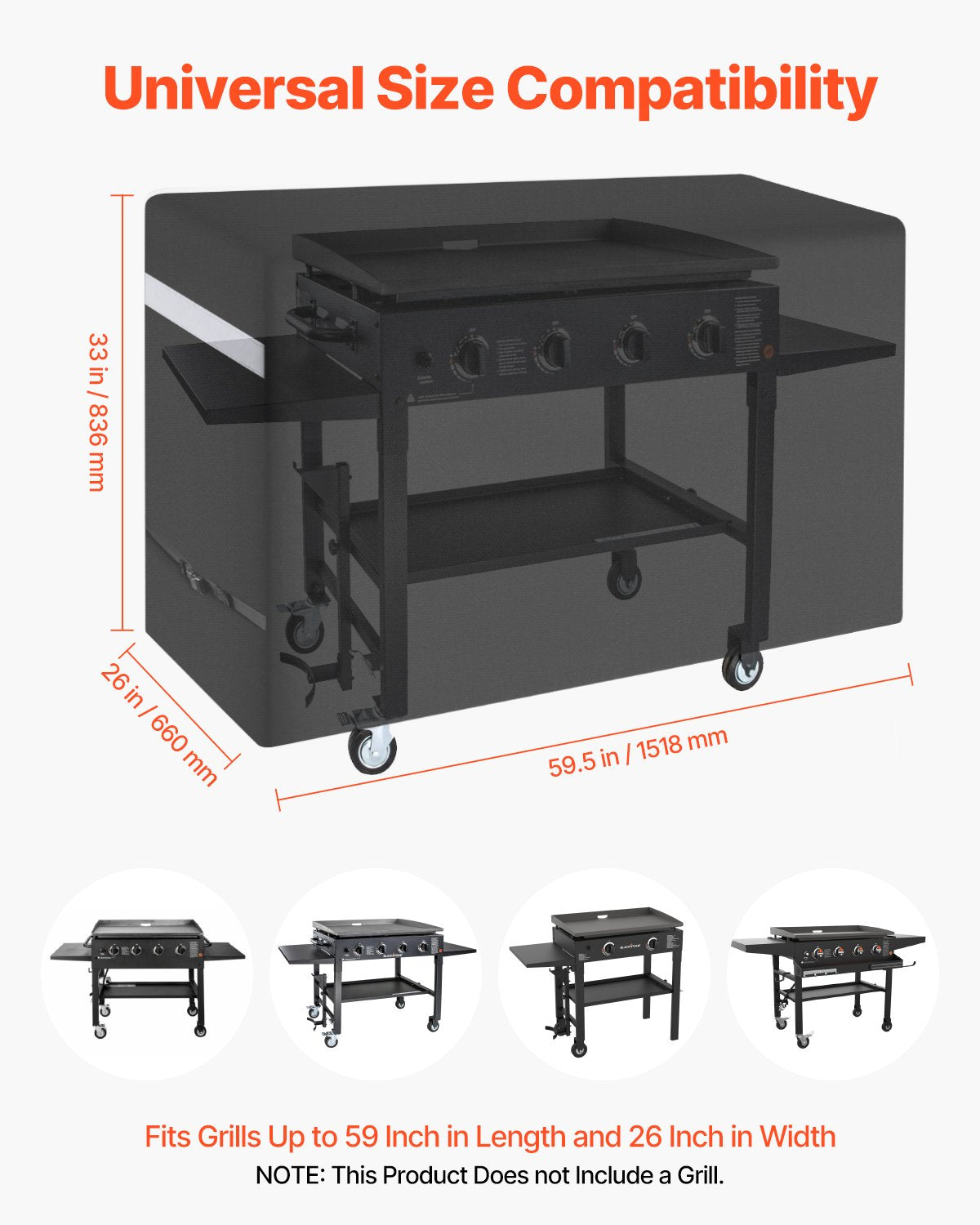 VEVOR 59 inch Grill Cover Heavy Duty BBQ Gas Grill Cover Outdoor Waterproof 