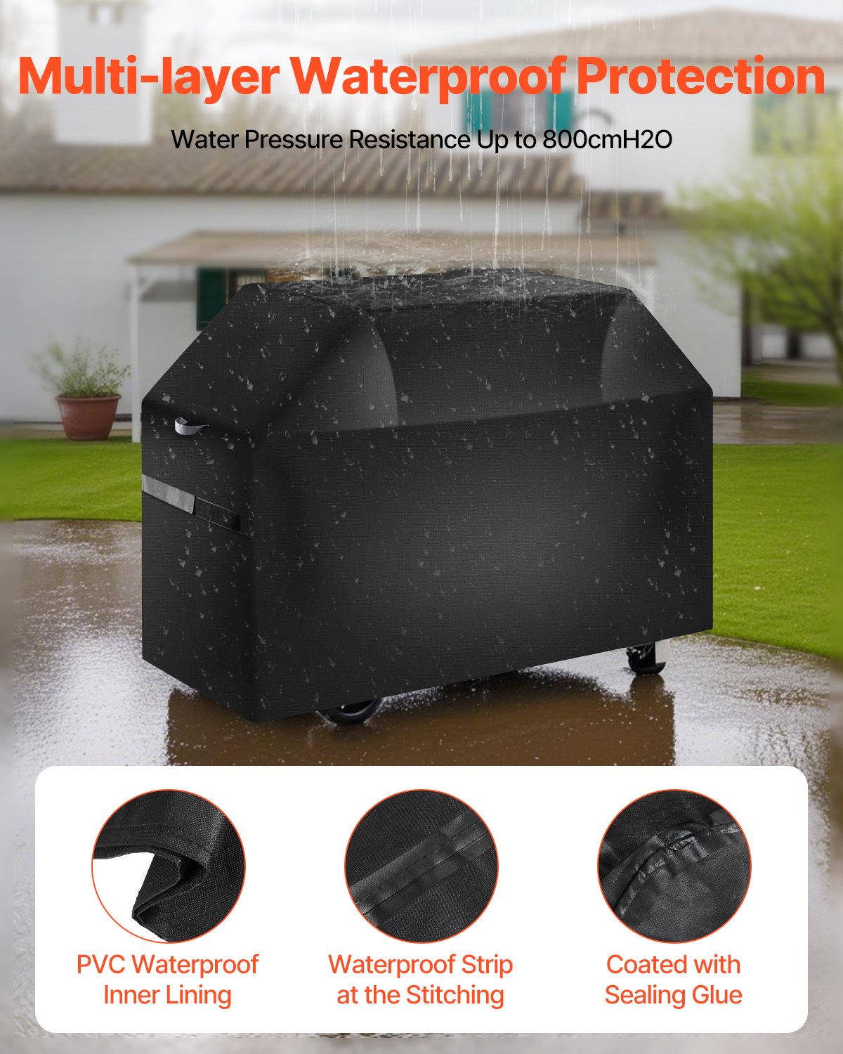 VEVOR 48 inch Grill Cover Heavy Duty BBQ Gas Grill Cover Outdoor Waterproof 