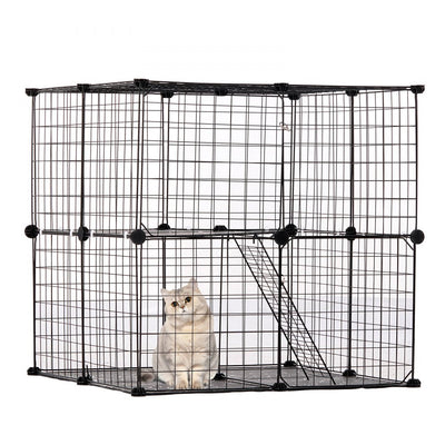 VEVOR Large 2-tier Cat Cage 28 x 28 x 28" Metal Wire Playpen Catio with Ladder 