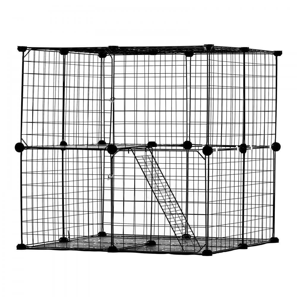 VEVOR Large 2-tier Cat Cage 28 x 28 x 28" Metal Wire Playpen Catio with Ladder 