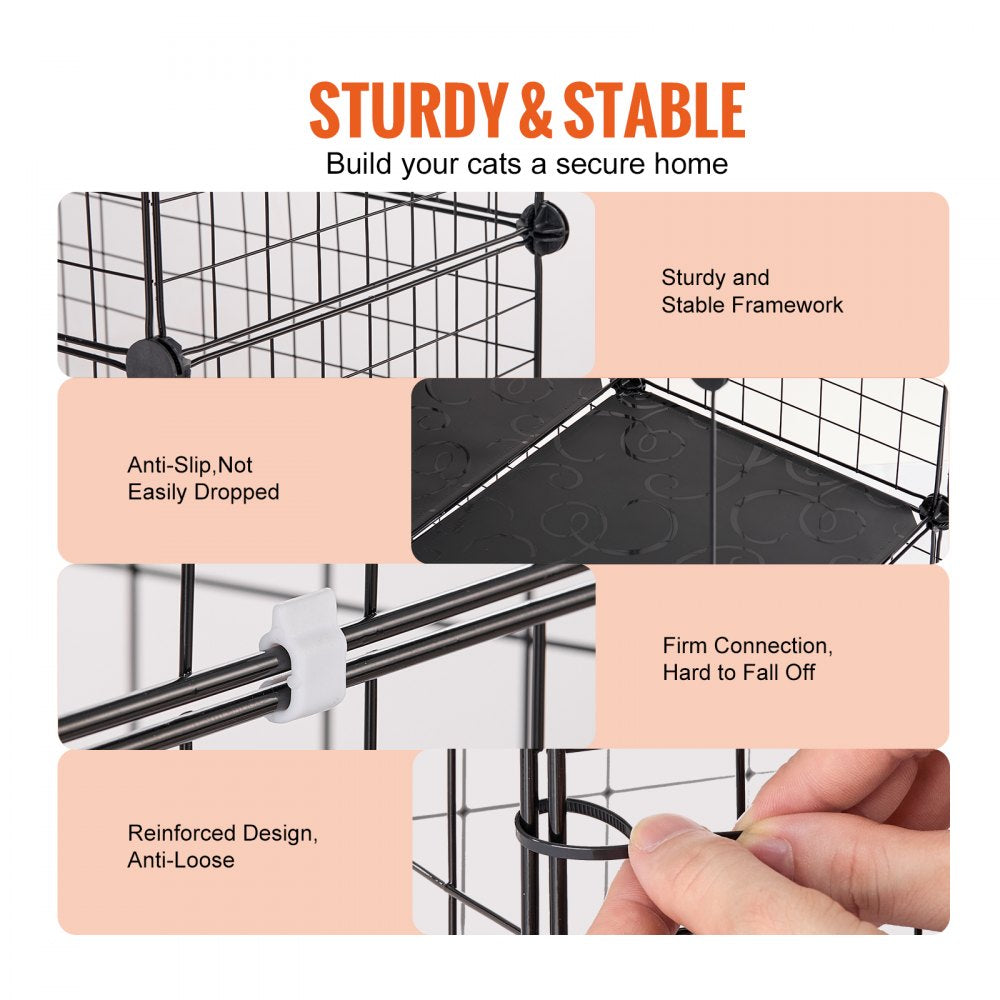 VEVOR Large 4-tier Cat Cage 41 x 28 x 55" Metal Wire Cat Enclosure with Hammock 