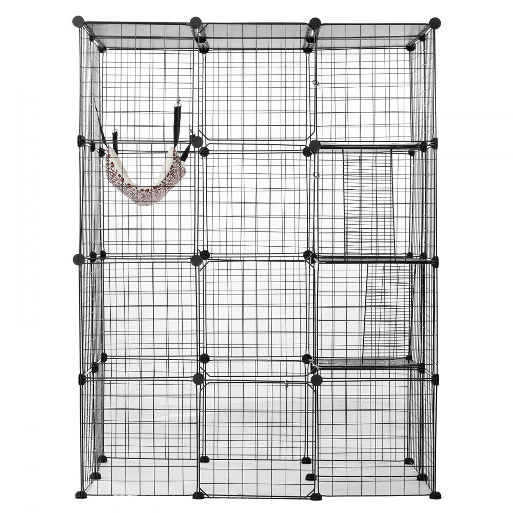 VEVOR Large 4-tier Cat Cage 41 x 28 x 55" Metal Wire Cat Enclosure with Hammock 