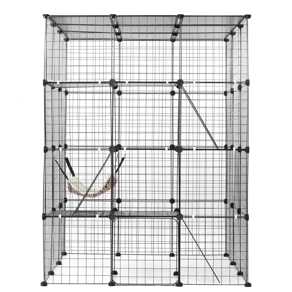 VEVOR Large 4-tier Cat Cage 41 x 41 x 55" Metal Wire Cat Enclosure with Hammock 