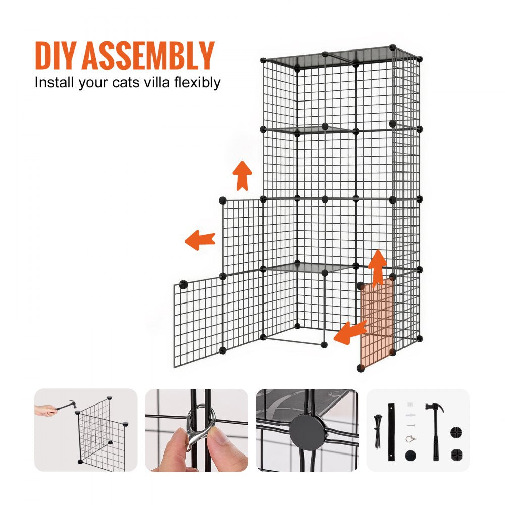 VEVOR Large 4-tier Cat Cage 54 x 41 x 69" Metal Wire Cat Enclosure with Hammock 
