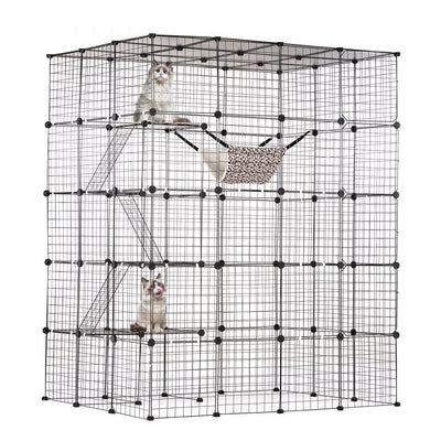 VEVOR Large 4-tier Cat Cage 54 x 41 x 69" Metal Wire Cat Enclosure with Hammock 