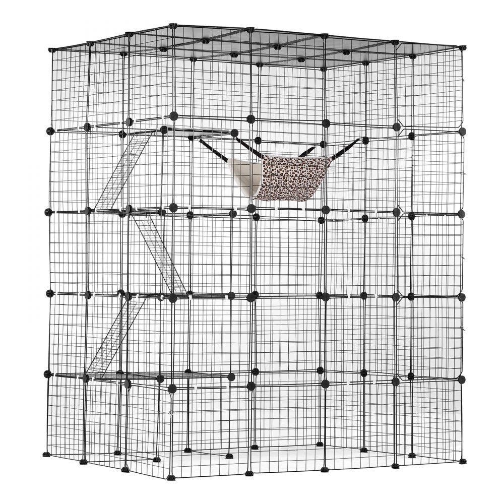 VEVOR Large 4-tier Cat Cage 54 x 41 x 69" Metal Wire Cat Enclosure with Hammock 
