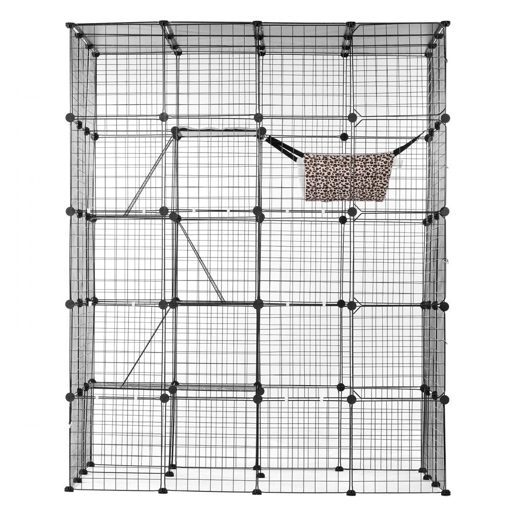 VEVOR Large 4-tier Cat Cage 54 x 41 x 69" Metal Wire Cat Enclosure with Hammock 
