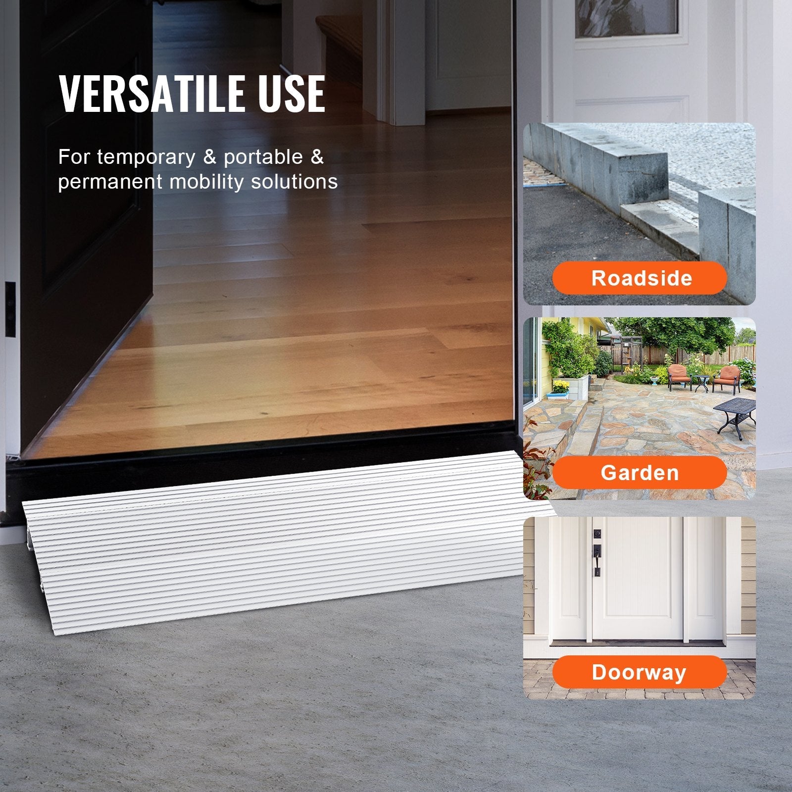 VEVOR Door Threshold Ramp, 2" Rise, 800 lbs Load Capacity, Door Ramp for Wheelchairs, Aluminum Threshold Ramp for Doorways, Adjustable Modular Threshold Ramp for Wheelchairs, Scooters, Power Chairs 