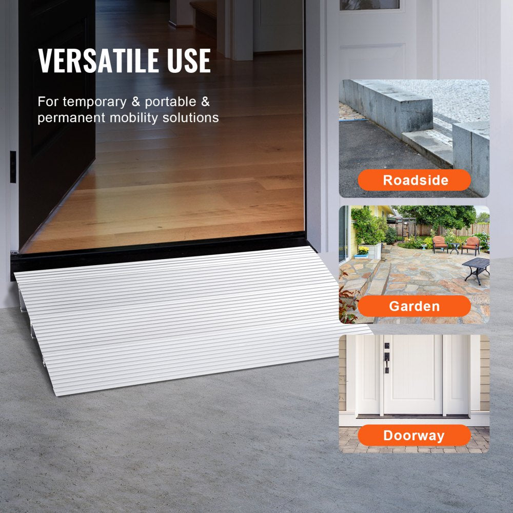 VEVOR Door Threshold Ramp, 3" Rise, 800 lbs Load Capacity, Door Ramp for Wheelchairs, Aluminum Threshold Ramp for Doorways, Adjustable Modular Threshold Ramp for Wheelchairs, Scooters, Power Chairs 