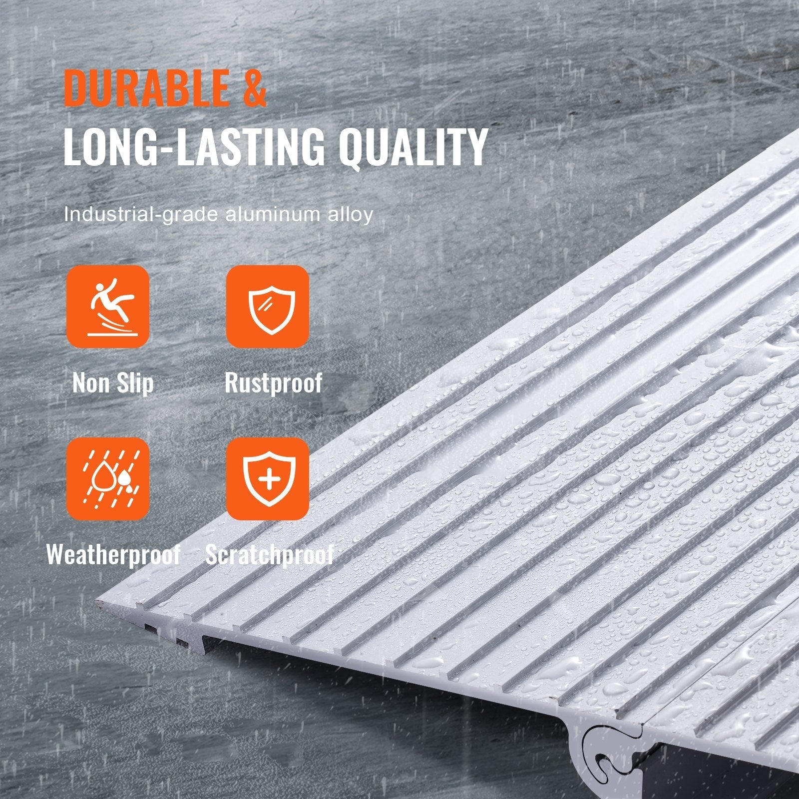 VEVOR Door Threshold Ramp, 6" Rise, 800 lbs Load Capacity, Door Ramp for Wheelchairs, Aluminum Threshold Ramp for Doorways, Adjustable Modular Threshold Ramp for Wheelchairs, Scooters, Power Chairs 
