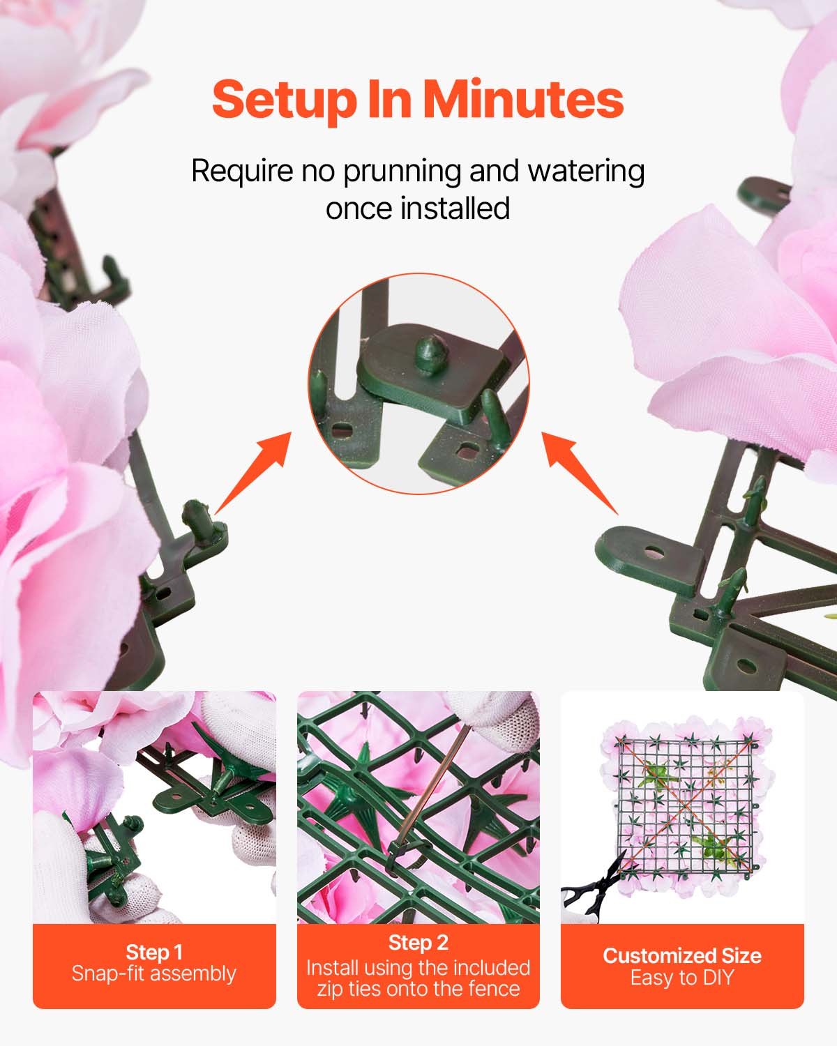 VEVOR 3D Flower Wall Panel 12 PCS 15x15 in Artificial Floral Mat for Wedding 