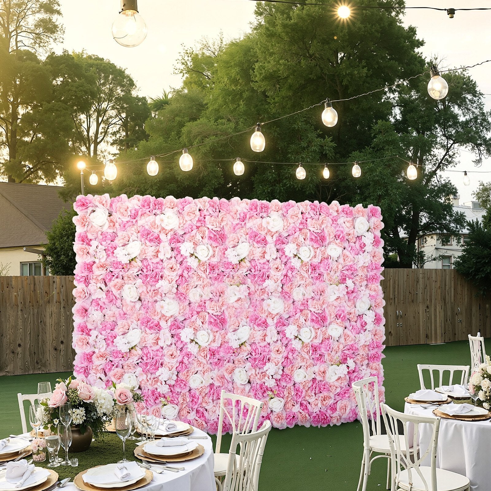 VEVOR 3D Flower Wall Panel 12 PCS 15x15 in Artificial Floral Mat for Wedding 
