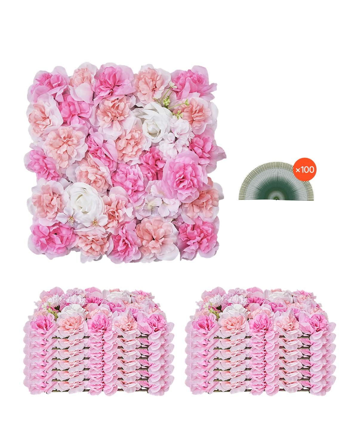 VEVOR 3D Flower Wall Panel 12 PCS 15x15 in Artificial Floral Mat for Wedding 