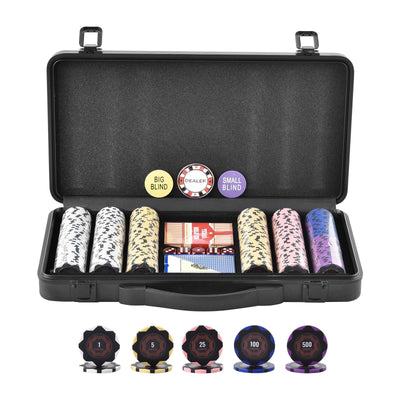 VEVOR Poker Chip Set, 300-Piece Poker Set, Complete Poker Playing Game Set with Carrying  Case, Heavyweight 14 Gram Casino Clay Chips, Cards, Buttons and Dices, for Texas Hold'em, Blackjack, Gambling 