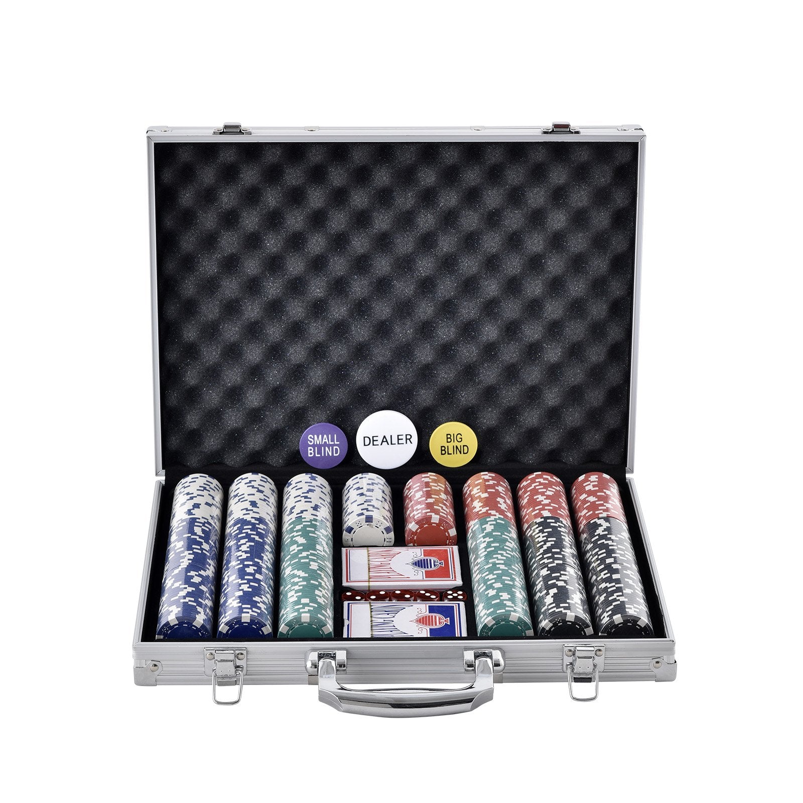 VEVOR Poker Chip Set, 500-Piece Poker Set, Complete Poker Playing Game Set with Aluminum Carrying  Case, 11.5 Gram Casino Chips, Cards, Buttons and Dices, for Texas Hold'em, Blackjack, Gambling 