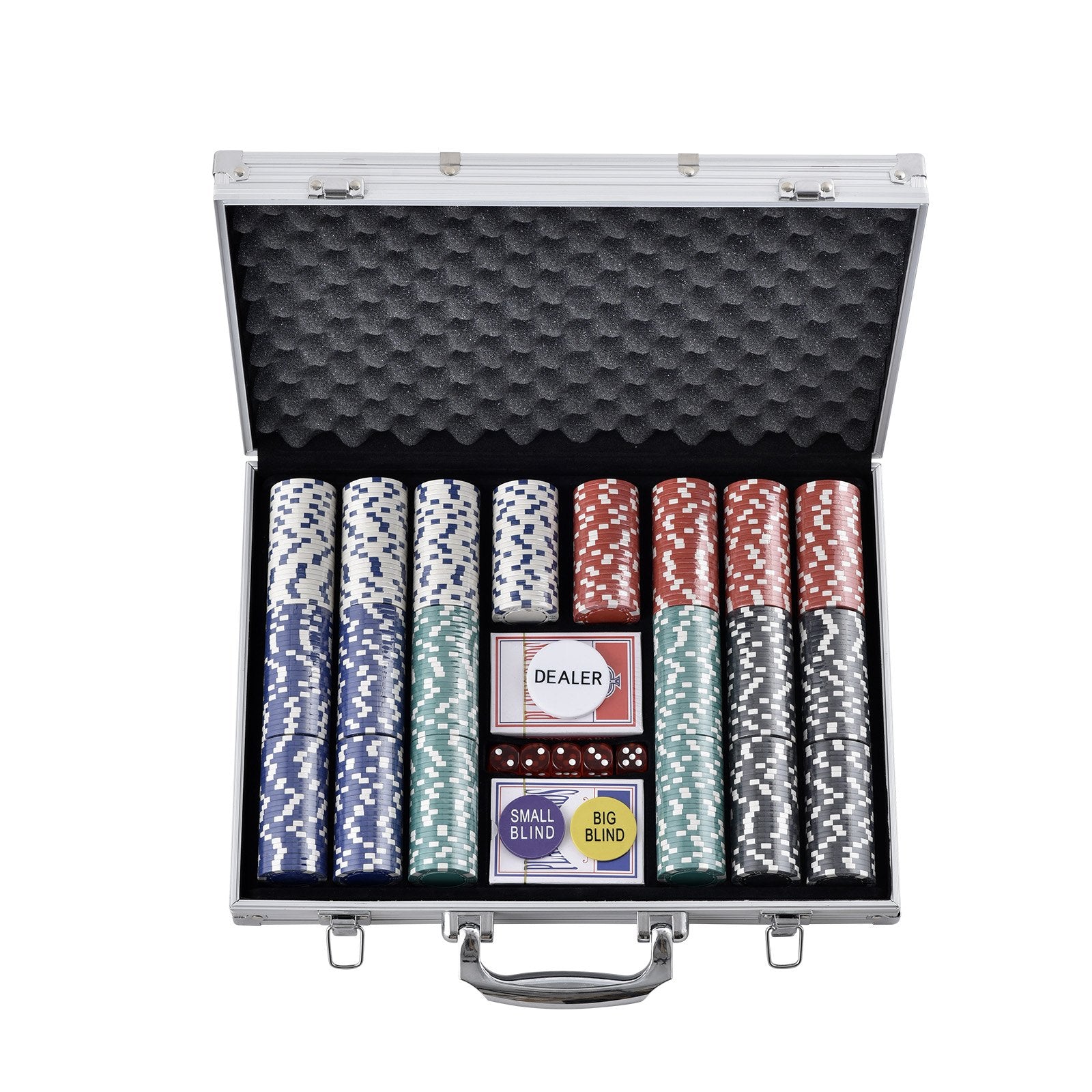 VEVOR Poker Chip Set, 500-Piece Poker Set, Complete Poker Playing Game Set with Aluminum Carrying  Case, 11.5 Gram Casino Chips, Cards, Buttons and Dices, for Texas Hold'em, Blackjack, Gambling 